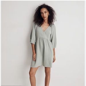 Madewell xs mini Marianna dress green sage light spun lightspun minidress